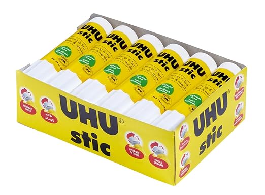 UHU All Purpose Glue Stick 12-Pack - White, Non-Toxic School Supplies, 0.74oz Strong-Bonding Permanent Adhesive, Washable Formula, Screw Cap Prevents Drying, Acid-Free Classroom Glue Sticks