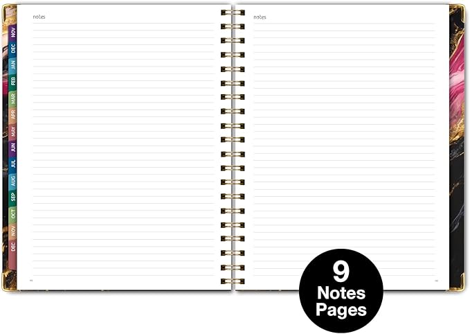 HARDCOVER 2026 Planner, 8.5"x11": 14 Months (November 2025 - December 2026), Daily Weekly Monthly Planner, Yearly Agenda, Bookmark, Pocket Folder and Sticky Note Set (Dark Gold Marble)