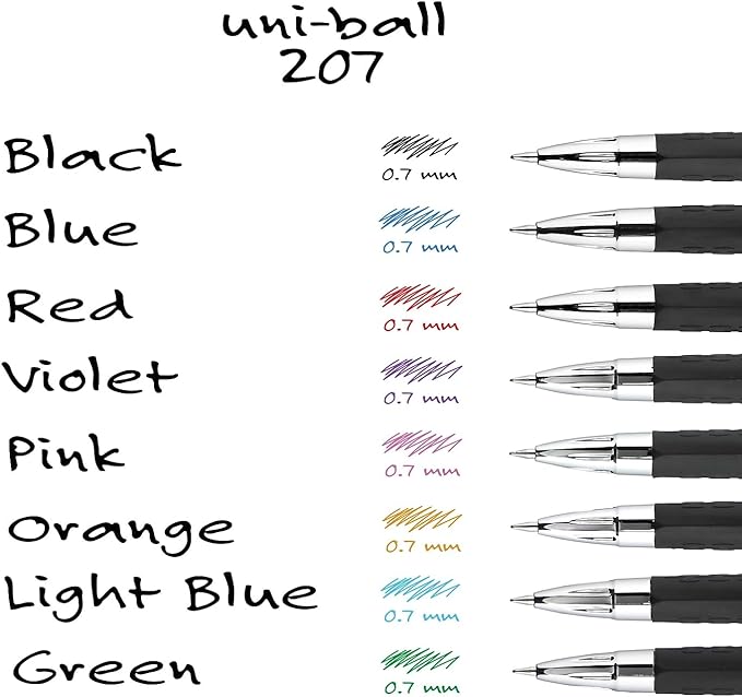 Signo Gel 207 Roller Ball Retractable Gel Pen, Blue Ink, 0.7MM, Dozen