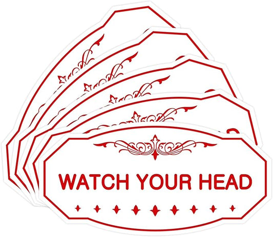 Signs ByLITA Victorian Watch Your Head Sign (White/Red) - Large 5 Pack