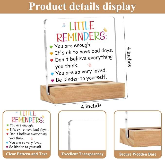 Inspirational Gifts Acrylic Sign with Wood Stand, Employee Appreciation Gifts Bedroom Office Living Room Desk Cubicle Table Shelf Decor, Encouragement Gifts for Women Coworker Friends Mom