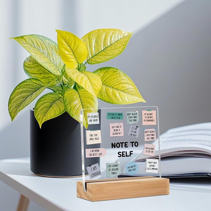 Note to Self Motivational Acrylic Sign, Mental Health Gifts for Women Men Psychologist Counselor, Acrylic Plaque Desk Decor, Shelf Cubicle Decor for Counseling Office Therapy Desktop Art Decoration