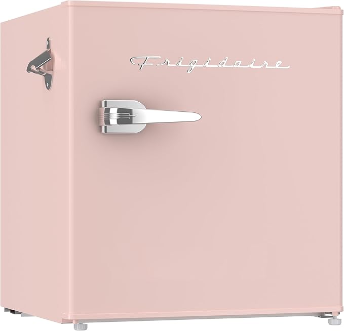 Frigidaire Coral EFR176- AMZ EFR176 Retro Mini Refrigerator-Energy Saving-Adjustable Thermostat Control-Side Mounted Bottle Opener-Ideal for for Dorm, Office, RV, Garage, Apartment 1.6 Cubic Feet