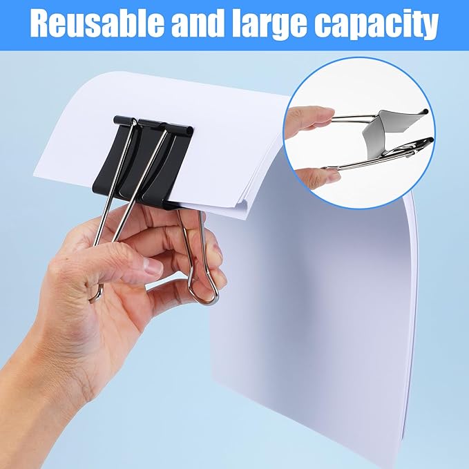20 Pack 3 Inch Jumbo Binder Clips, Heavy Duty Extra Large Paper Clamps for Office, Home, Document Organization, Black