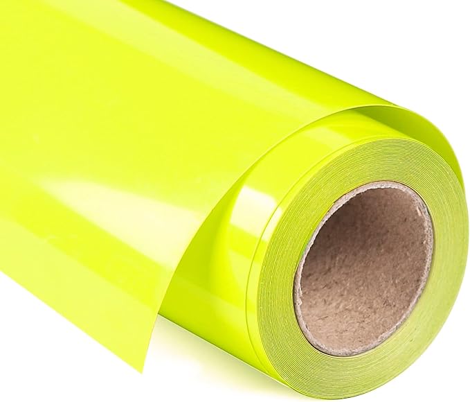 VINYL FROG Heat Transfer Vinyl Roll HTV Vinyl - 12" x12ft Neon Yellow Iron on Vinyl for T-Shirts, Heat Press Vinyl for DIY Craft Designs (Neon Yellow)