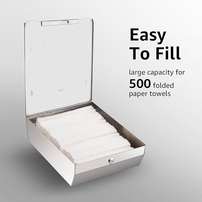 Paper Towel Dispenser Wall Mount - Multifold Trifold Paper Towel Dispensers, Large Capacity Stainless Steel Tissue Holder, Suitable for Bathrooms and Public Places