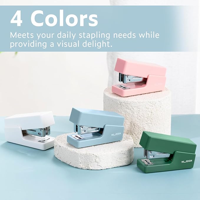 Mini Stapler with 830 Staples, Small Cute Desk Staplers, 25 Sheet Capacity, Blue