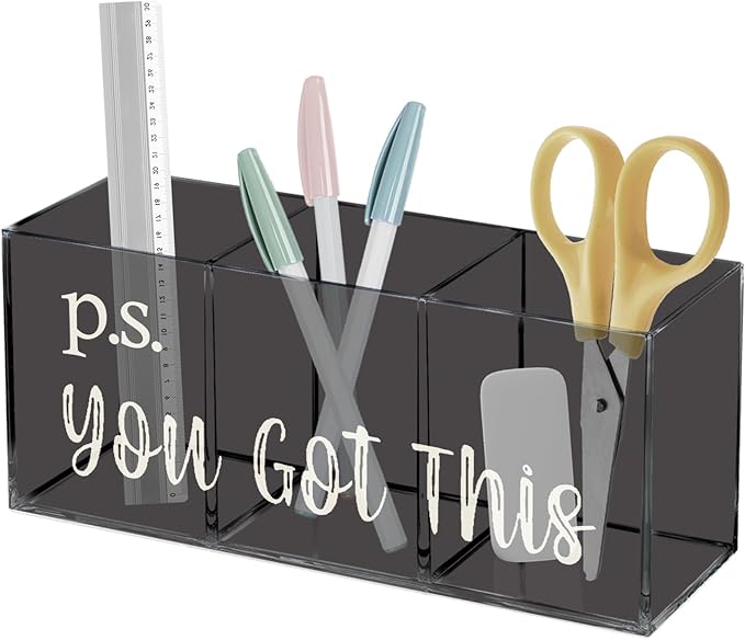 You Got This Acrylic Pen Pencil Holder Organizer for Office Desk Accessories, Inspirational Gifts Pen Holder for Desk, Motivational Gifts, Encouragement Gifts for Women Men Pencil Holder