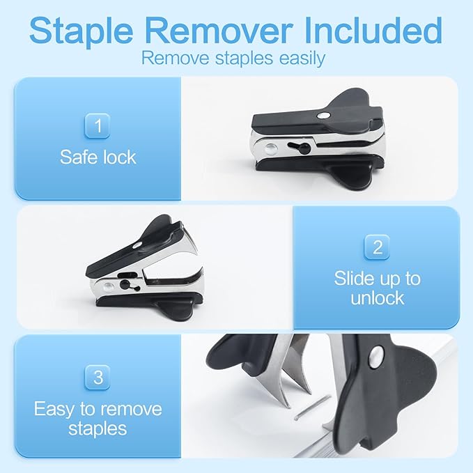 M&G Desktop Stapler with 25 Sheet Capacity, Two Binding Modes, Basic Stapler Set with 1000 Staples and Remover, Durable Staplers for Office School Home (Black)