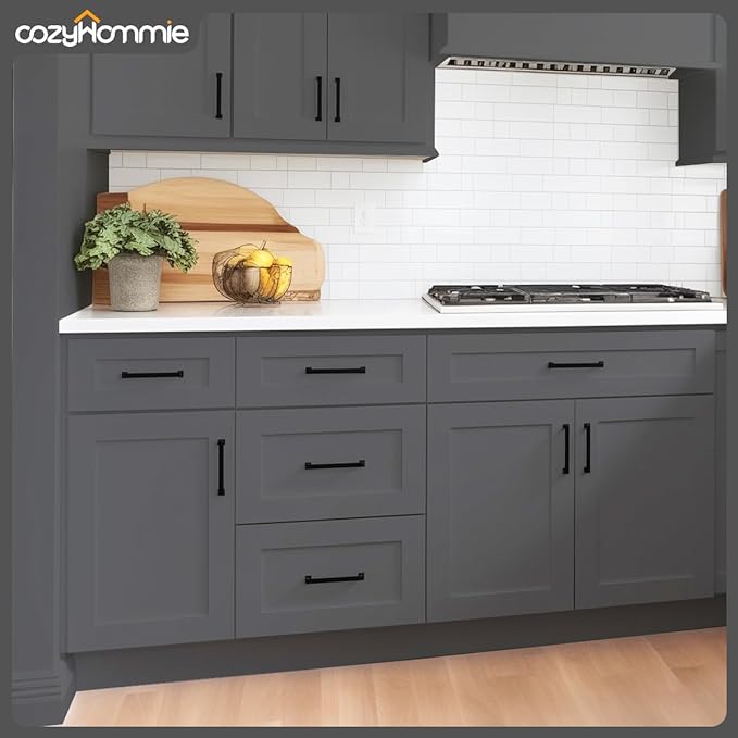 Shaker Style Pebble Grey RTA Base Cabinet with 3Drawer by Solid Wood for Kitchen, Bathroom, Bedroom or Office Featuring, and Storage Separation(27" W x 24" D x 34-1/2" H)