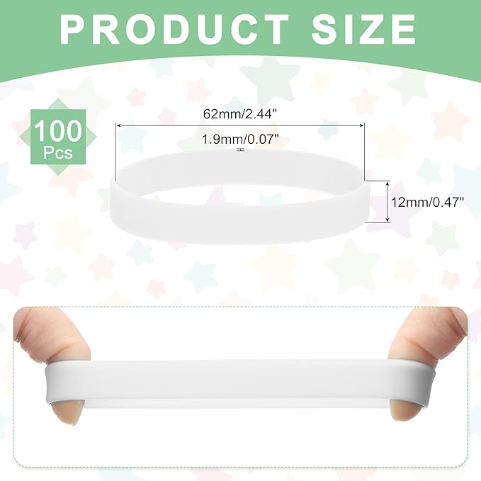 MECCANIXITY 100Pcs Silicone Rubber Bands Non-slip 4 Inch Flat Elastic Rubber Wrapping Bands for Books, Traps, Art, Wrapping Paper, Cord Wraps, White