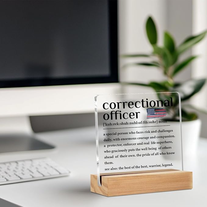 Correctional Officer Gifts, Acrylic Sign, Appreciation Gifts for Women Men, Correctional Officer Definition Quotes Acrylic Plaque Desk Decor, Shelf Cubicle Table Decor for Home Living Room Decoration
