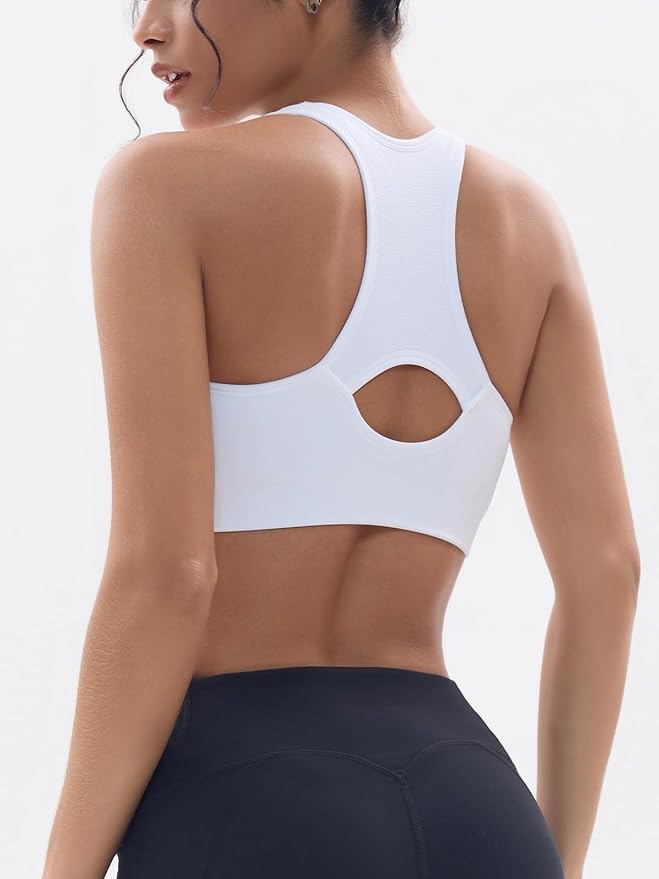 FITTIN Racerback Sports Bras for Women - Padded Seamless Support Bra for Yoga Gym Workout Fitness
