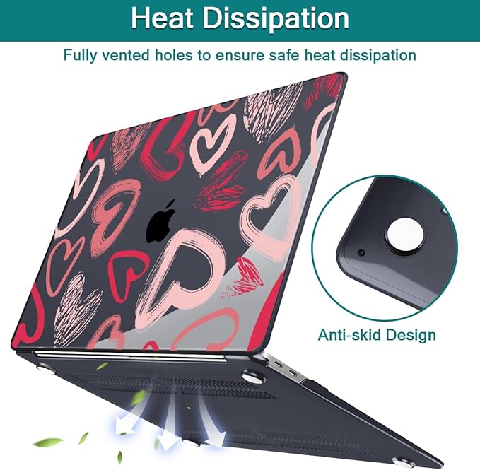 Teryeefi for MacBook Pro 13 inch Case 2025 2024 2022 2021 2019 2018 2017 2016 Release fits Model A2338 M2 M1/A2289/A2251/A2159/A1989/A1706, Design Hard Shell with Keyboard Cover Dust Plug, Heart A002