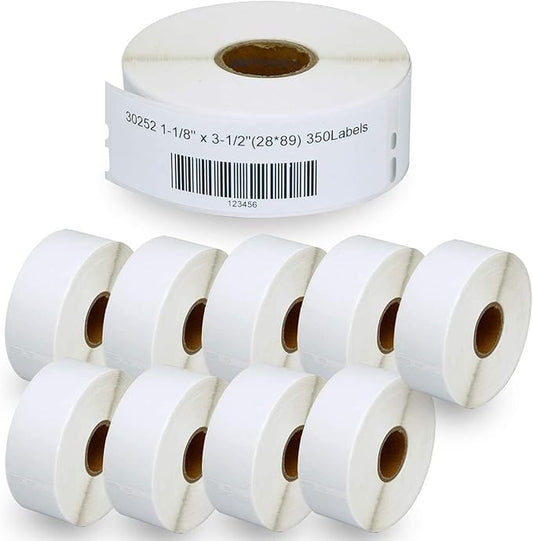BETCKEY - Compatible DYMO 30252 (1-1/8" x 3-1/2") Address & Barcode Labels - Compatible with DYMO Labelwriter 450, 4XL, NOT Fit 550 & 5XL [10 Rolls/3500 Labels]