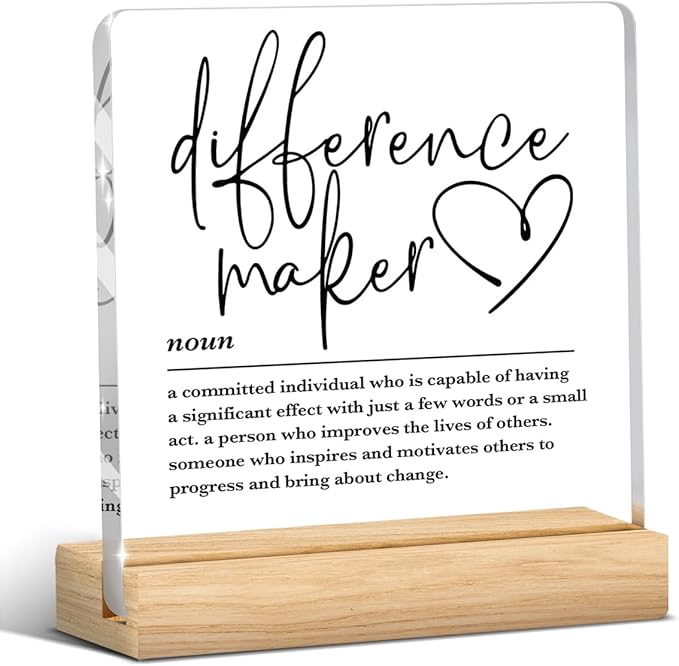 Difference Maker Gifts for Coach Mentor Leader Boss Teacher, Gift for Employee, Inspirational Office Gifts, Motivational Desk Decor, Inspirational Acrylic Desk Decoration for Office