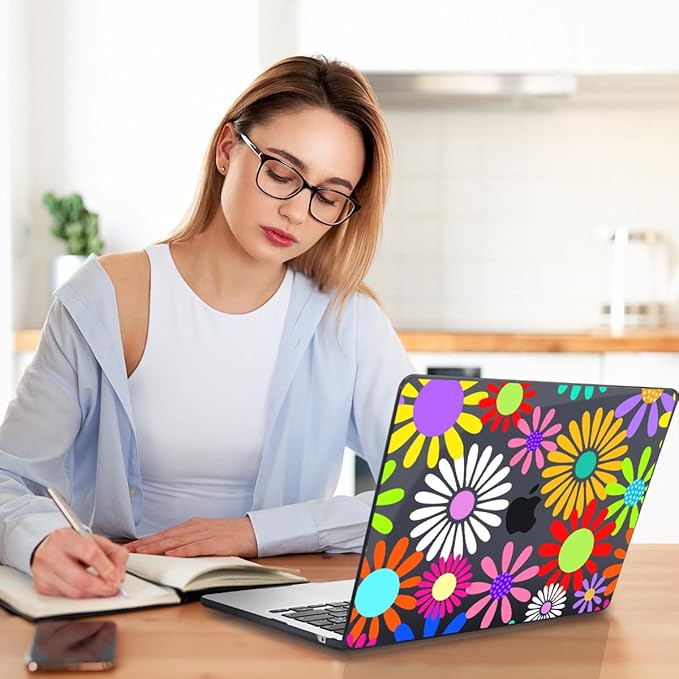 Teryeefi Case for MacBook Pro 16 inch M4/M3/M2/M1 Pro Max 2025-2021 Release (A3403/A3186/A2991/A2780/A2485), Laptop Hard Shell&Keyboard Cover&Screen Protector&Type C Adapter, Abstract Flowers A001
