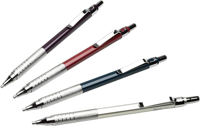 PIPER Quadrata Metal Mechanical Pencil 0.7mm with Erasers and HB #2 Lead Refills for Art, Sketching, Writing, Drafting (Dusty Dark Purple)