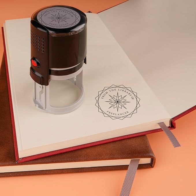 Custom Ink Stamp | Personalized Self Inking Stamp Gifts for Book Lovers, Readers, Teachers | 5 Ink Colors (Star-02)