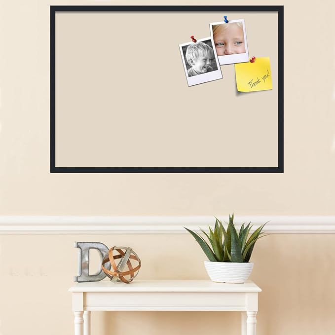 PinPix 40x28 Inch Cork Bulletin Board. This Decorative Framed Pin Board Comes with Desert Pastel Design and a Satin Black Frame. Ideal for Home Office Decor or Message Board (PinPix-1815)