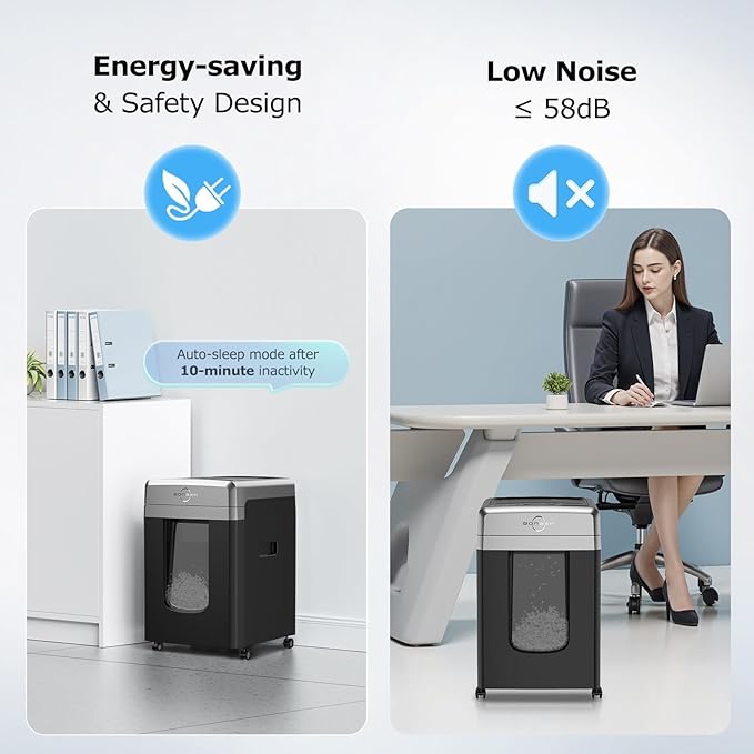 BONSEN 300-Sheet Auto Feed Paper Shredder, 60 Minutes Non-Stop Commercial Grade Heavy Duty Shredders for Office, 8.1 Gallon Micro Cut Document Shredder, P-4 Security Level,58dB Super Quiet (S3113)