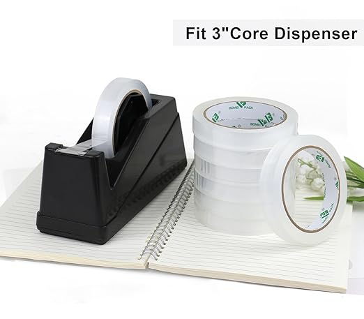 BOMEI PACK 8Rolls Clear Tape Refills for Dispenser, Transparent Gift Wrap Tape 3inch Core for Home, Office, 3/4inch x 60yds