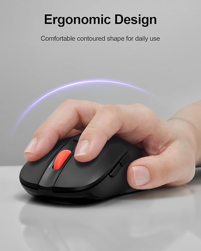 USB Mouse Wireless, 2.4G Cordless Computer Mouse with 6 Buttons, 5-Level Adjustable 4000 DPI, Ergonomic Portable Optical Computer Mice for Laptop, PC, Mac, iPad, 24-Month Battery Life (Black)