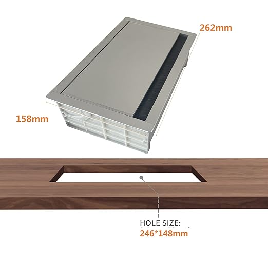 ZESHAN Conference Table Power hub Desktop pop up Outlet with 3 US Plugs and USB C Fast Charger for Home Office Tabletop, 1.8M Extension Power Cord for Desk, Silver