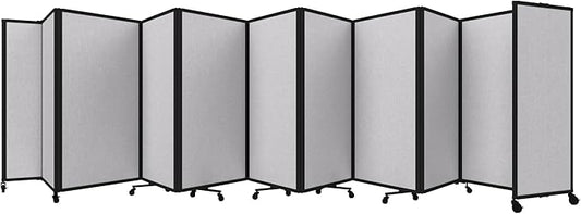 Versare Room Divider 360 Portable Wall Partition | Folding Panels | Large Freestanding Divider | Locking Wheels | Temporary Room Separator