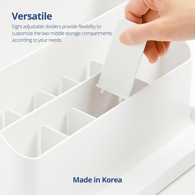 BLUE GINKGO Desk Organizer – Korean-Made Office Storage for Pens, Notes, Mail, and Supplies (White)