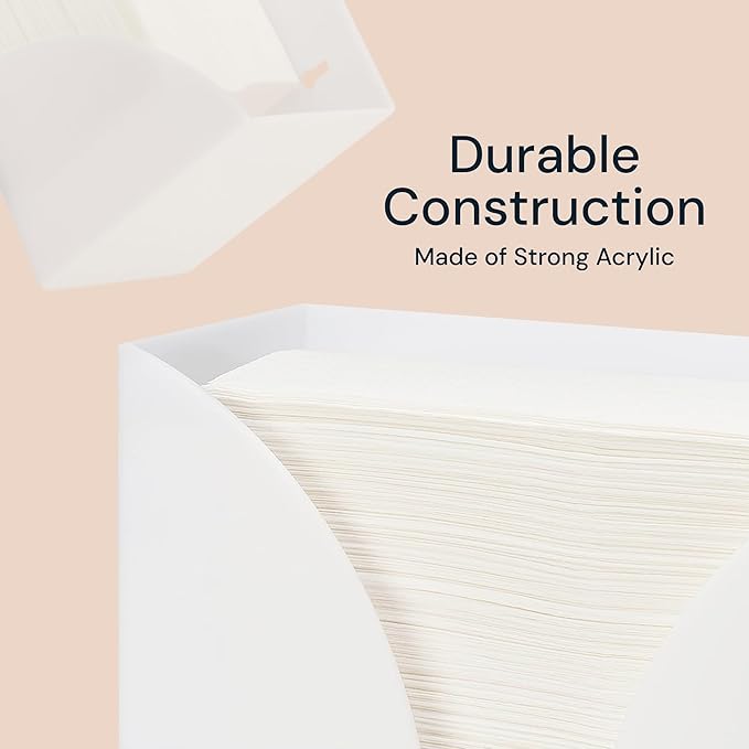 Paper Towel Holder Countertop - 10.75" x 6.5" x 4" White Acrylic - Multifold Hand Towel Dispenser & Napkin Organizer for C-Fold, Z-Fold & Trifold Napkins