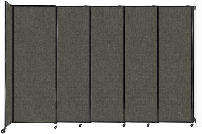 Wall-Mounted Sliding StraightWall Room Divider | Adjustable Widths | Locking Wheels | Room Separator | Up to 11'3" Wide x 7'6" Tall Mocha Fabric Panels
