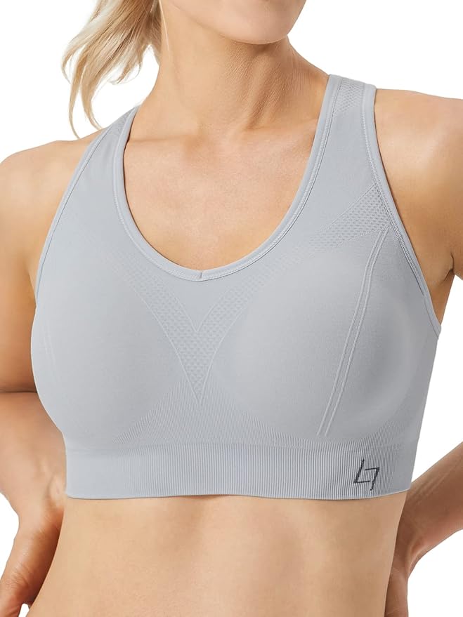 FITTIN Racerback Sports Bras for Women - Padded Seamless Support Bra for Yoga Gym Workout Fitness