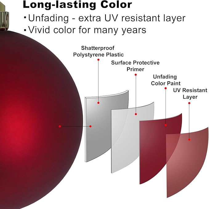 Maroon 2.5" Christmas Balls Christmas Tree Decoration Ornaments Shatterproof Hanging Balls for Birthday Halloween Holiday Wedding Decorations Set of 18pcs