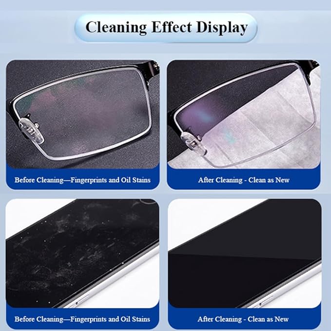 Pre-Moistened Lens Cleaning Wipes,500 Pcs Cleaning Wipes for Glasses, Computer & Laptops Screens, Smart Phones, Optical Lens, Goggles, and Watch Screen l Quick-Dry and Scratch-Free