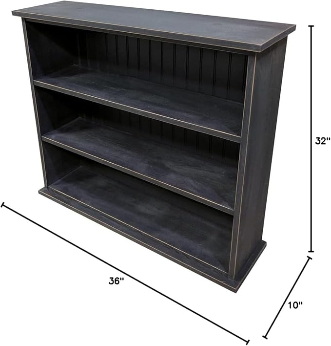 Sawdust City Solid Wood Small Bookcase/Bookshelf / 3-Tier (Old - Black)