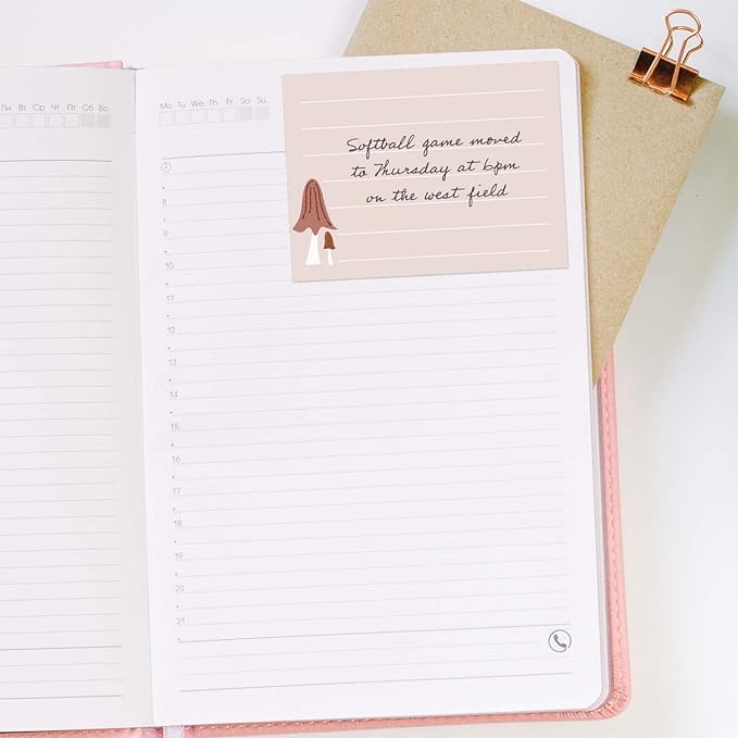 Woodland Mushroom Sticky Note Pads / 4" x 3" Whimsical Sticky Notes/Set of 6 Pads / 50 Sheets Per Pad/Trendy Gift Idea/Made in The USA