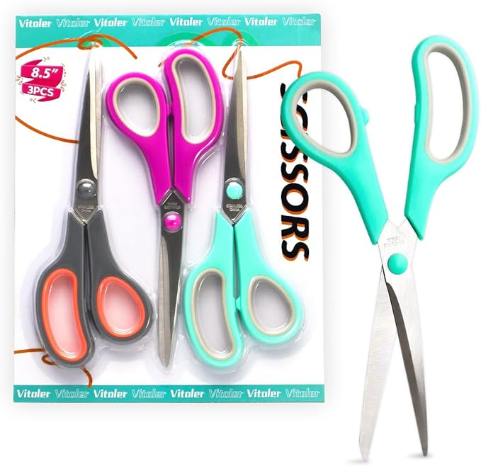 Vitoler Scissors All Purpose, 8.5" Heavy Duty Scissors Bulk,Cute Scissor for Office Craft Fabric, Back To School Supplies