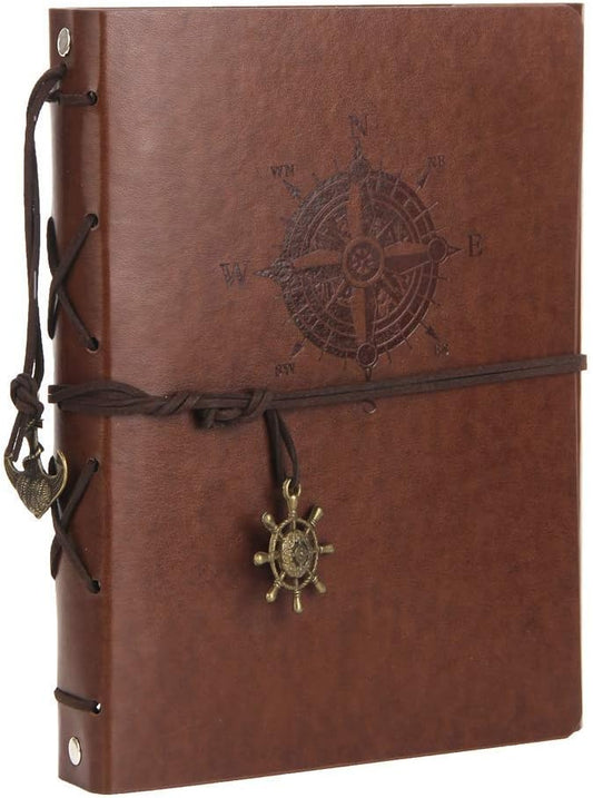 ThxMadam Navigation Scrapbook Leather Photo Album Vintage Wedding Guest Book Memory Book with 60 Black Pages Present for Valentines Anniversary Mother’s Day Birthday Gift for Student Kids Friend