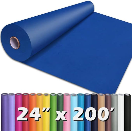 PerkHomy 24" x 2,400" (200') Blue Kraft Paper Roll for Craft Bulletin Board Paper Art Table Covering Crafting Gift Wrapping Bouquet Packing Parcel 80GSM 55LB (Blue, 24" x 200')