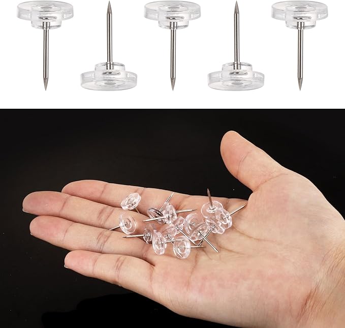 300 Pcs Push Pins Clear Thumb Tacks Pins Clear Flat Head Thumb Tacks Thumb Tack Decoration