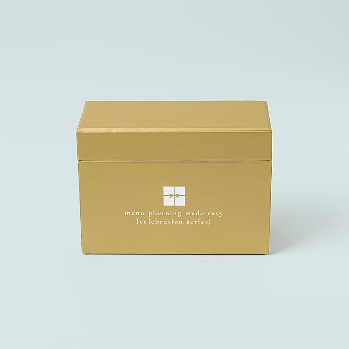 Meal Planner with 72 Recipe Cards (Celebration Menu) - Weekly Menu Planner | Sturdy Recipe Box | 12 Reusable Grocery Shopping Lists | 5 Blank Recipe Cards | Recipe Card Protector | Recipe Ideas