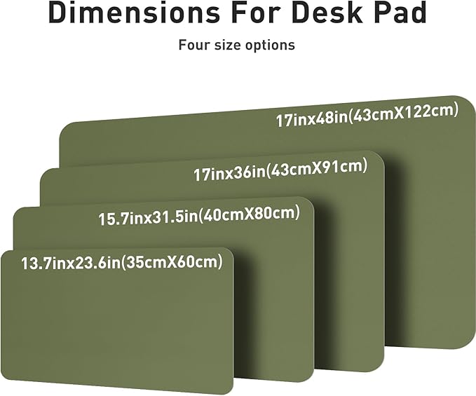 Aothia Desk Protector Mat, Mouse Pad, Non-Slip Waterproof PU Leather Desk Blotter, Laptop, Writing for Office and Home (23.6" x 13.7", Olive Green)