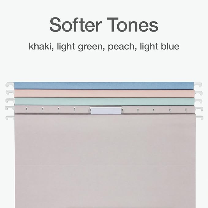 Pendaflex Hanging File Folders, Letter Size, Assorted Colors for Home, Office Filing Cabinet, 1/5-Cut Adjustable Tabs, 25 Per Box (81698)