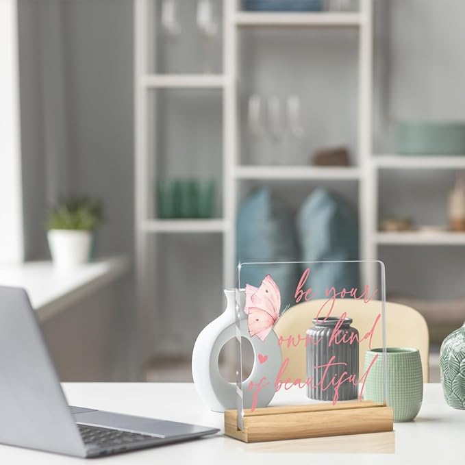 Coquette Room Gifts Pink Inspirational Awareness Positive Affirmation Sign Acrylic Sign Plaque Motivational Table Decorations for Home Living Room Bedroom