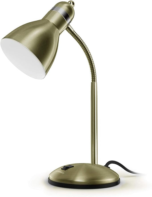 LEPOWER Metal Desk Lamp, Adjustable Goose Neck Table Lamp, Eye-Caring Study Desk Lamps for Bedroom, Study Room and Office (Bronze)