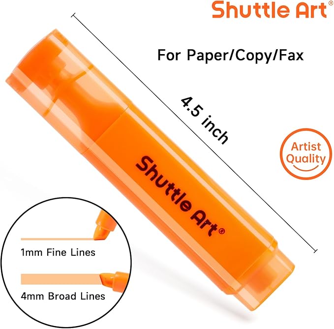 Shuttle Art Highlighters, 8 Assorted Colors Highlighter Pens, Chisel Tip Dry-Quickly Non-Toxic Highlighter Markers for Adults Kids Highlighting on Home School Office