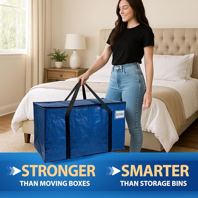 ClearSpace Heavy Duty Moving Bags or Storage Bag – Large Moving Boxes with Backpack Straps, Zippers & Handles – Perfect for Moving, College Dorm, Traveling, Camping, Christmas Decorations, 2 Pack