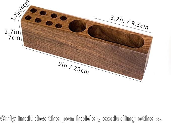 LiTY Pen Holder for Desk, Acacia Wooden Pencil Stand, Solid Wood Business Card Holder, Fountain Pen Organizer, Minimalist Aesthetic Office Stationery Desk Decor