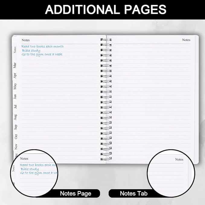 2026 Planner - Monthly Planner Runs January 2026 to December 2026, 6.25" x 8.25", 12 Monthly Tabs, 14 Notes Page, Inner Pocket, Flexible Cover with Twin-Wire Binding, Planners 2026, Black